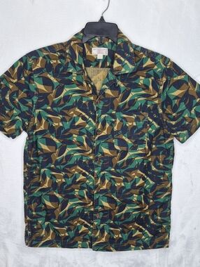 Wallace & Barnes J.Crew Camp Collar Leaf Print Camo Shirt M